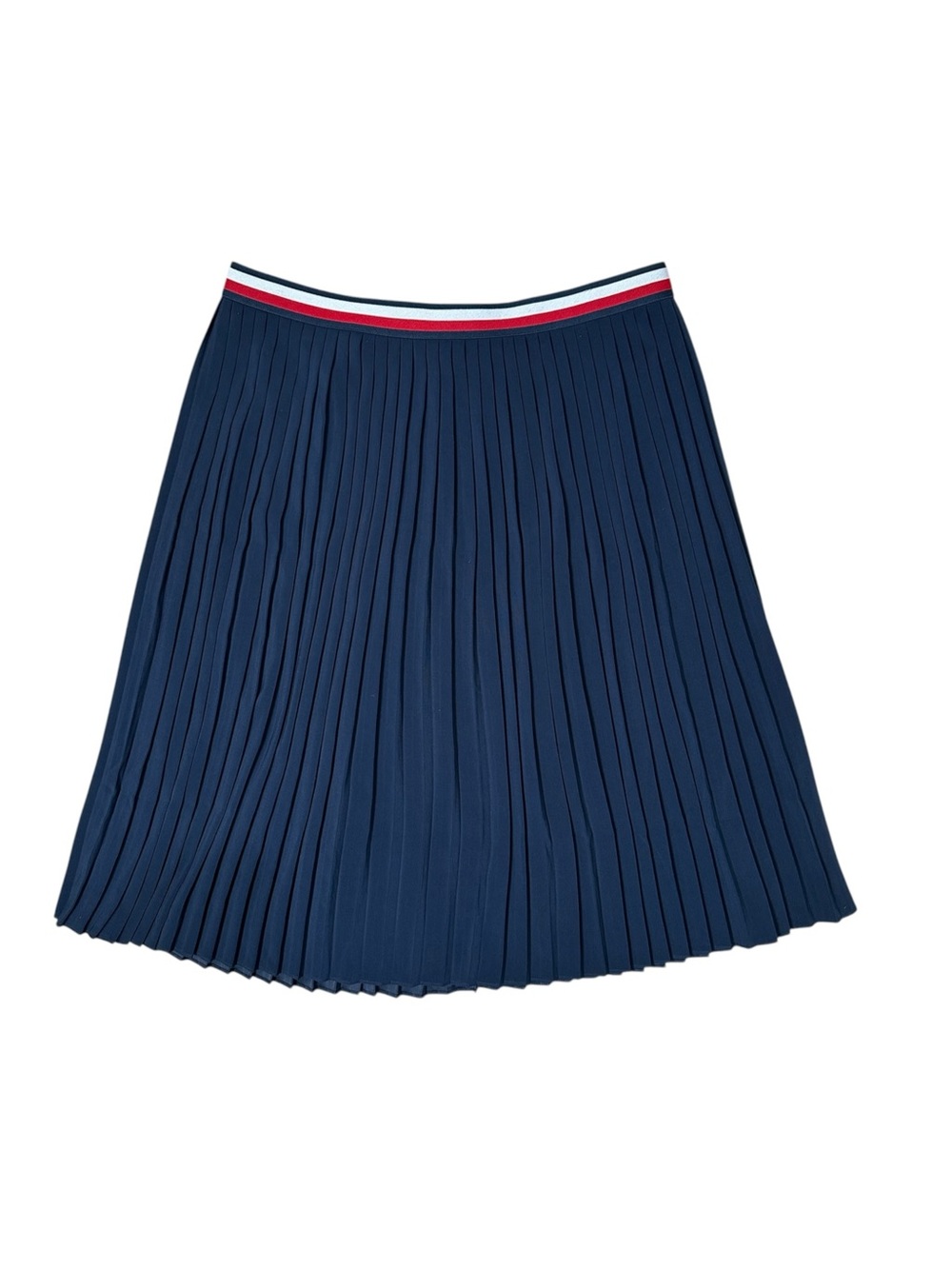 Tommy Hilfiger THFLEX XXL Navy Pleated A-Line Midi Contrast Waistband Skirt